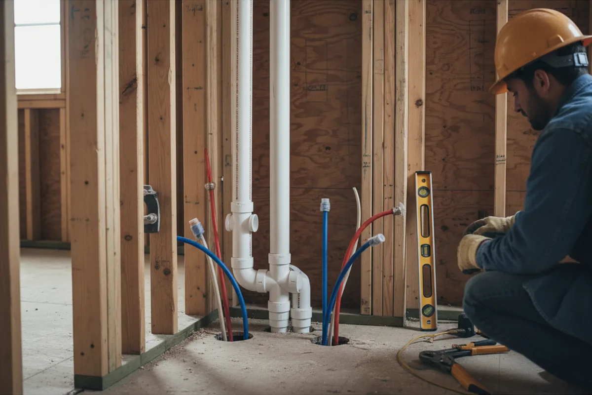 Drain and supply rough-in during Drain Cleaning in Connellsville