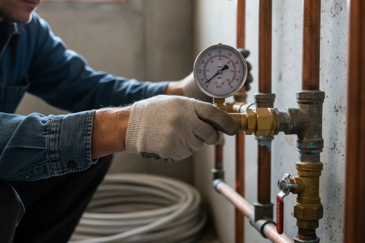 Pressure testing a repaired line during Water Line Repair in Connellsville